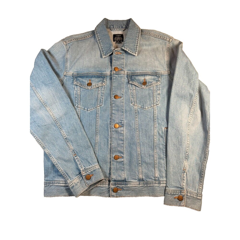 J Crew Men's Classic Denim Trucker Jacket Light Wash Indigo Eco Re-Imagined M